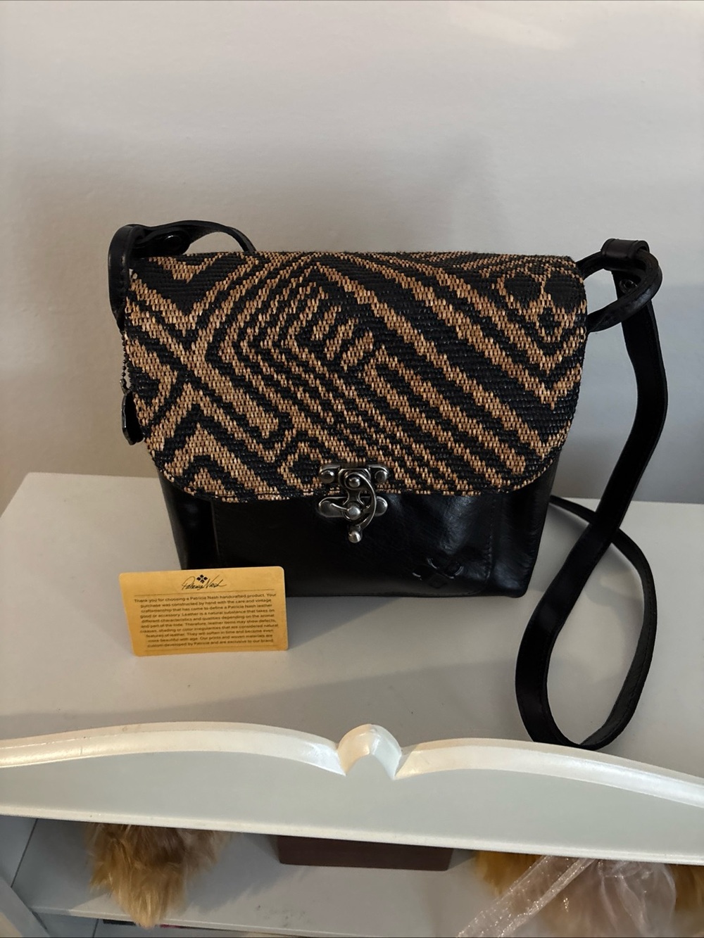 Patricia Nash LeandraWoven Black and Tan 10th anniversary Crossbody Bag